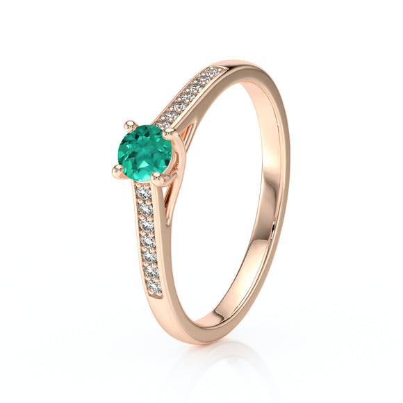 Solitaire accompagné émeraude et diamant Pluie d’étoiles - 4