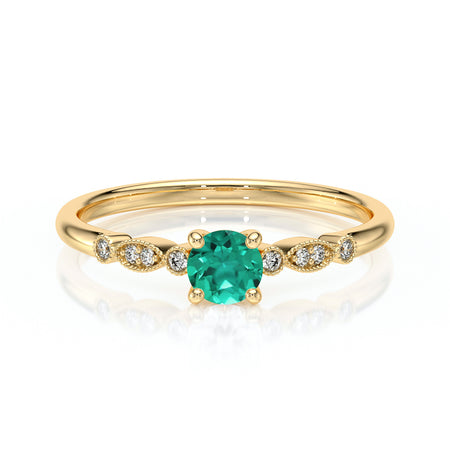 Solitaire accompagné émeraude et diamant Pluie d’étoiles - 9