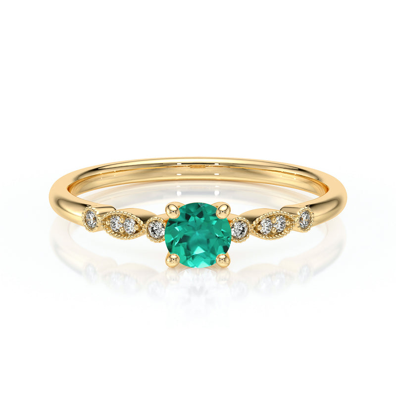 Solitaire accompagné émeraude et diamant Pluie d’étoiles - 9