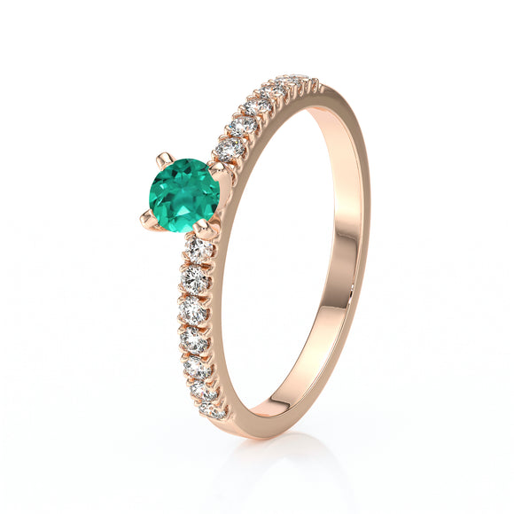 Solitaire accompagné émeraude et diamant Divine Idylle - 1