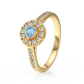 Bague entourage aigue-marine et diamant Pour la Vie - 4