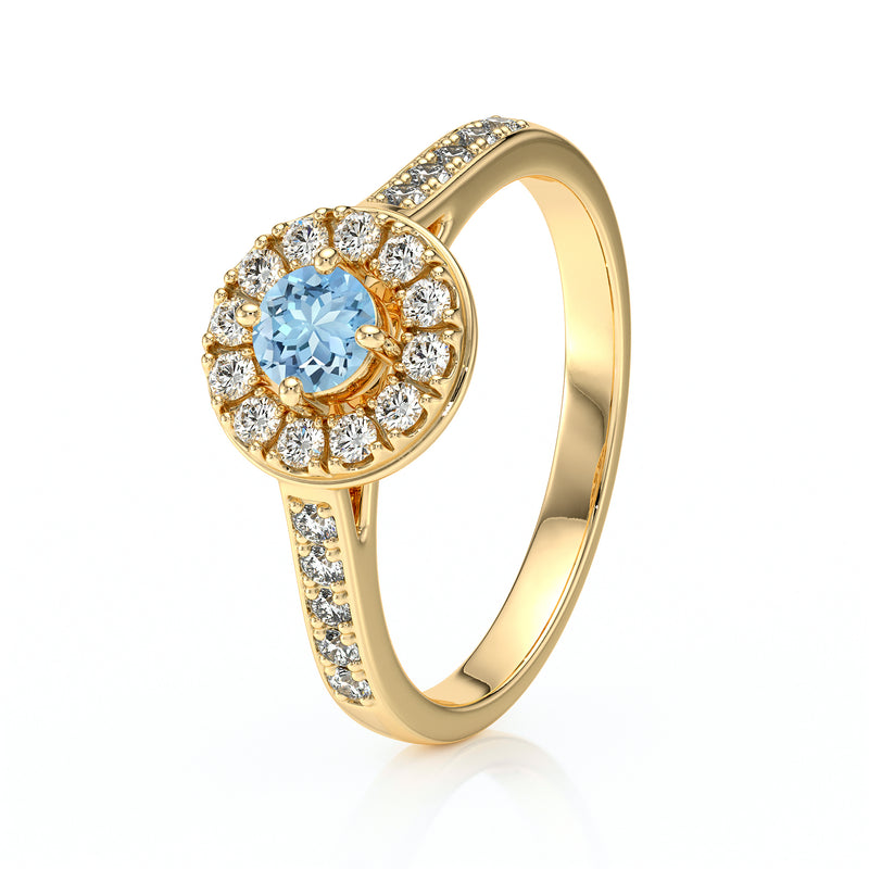 Bague entourage aigue-marine et diamant Pour la Vie - 4