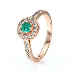 Bague entourage émeraude et diamant Pour la Vie - 4