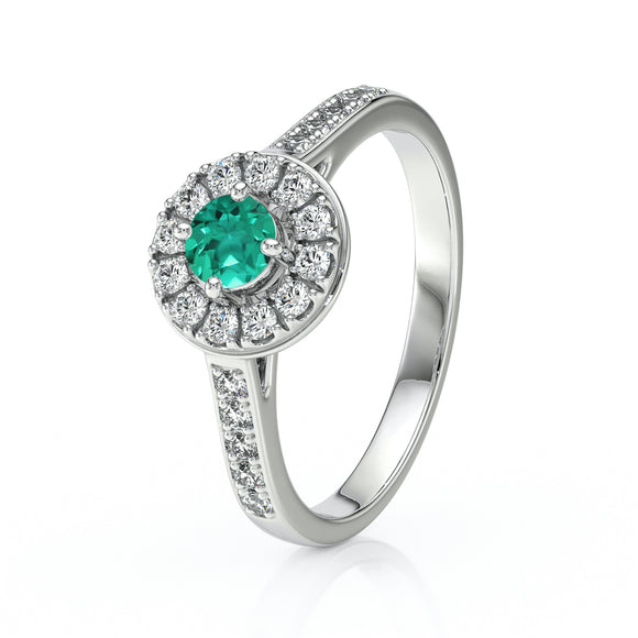 Bague entourage émeraude et diamant Pour la Vie - 4