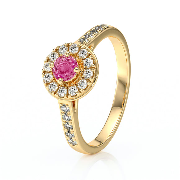 Bague entourage saphir rose et diamant Pour la Vie - 4