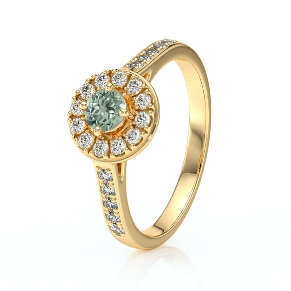 Bague entourage saphir vert et diamant Pour la Vie - 4