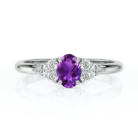 Solitaire accompagné améthyste diamant Divine Idylle - 5