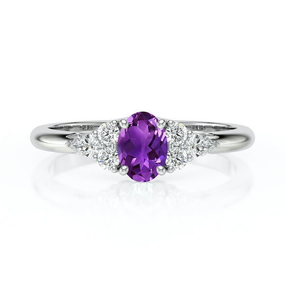 Solitaire accompagné améthyste diamant Divine Idylle - 5