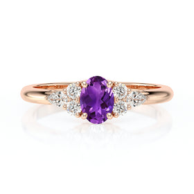 Solitaire accompagné améthyste diamant Divine Idylle - 5