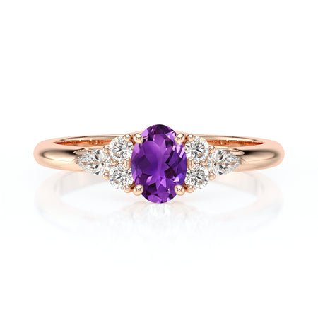 Solitaire accompagné améthyste diamant Divine Idylle - 5