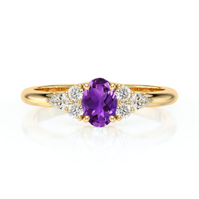 Solitaire accompagné améthyste diamant Divine Idylle - 5