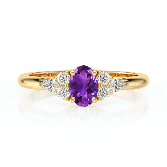 Solitaire accompagné améthyste diamant Divine Idylle - 5