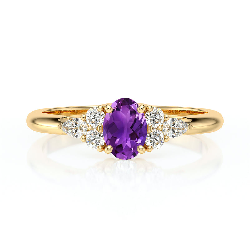 Solitaire accompagné améthyste diamant Divine Idylle - 5