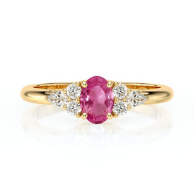 Solitaire accompagné saphir rose diamant Divine Idylle - 5