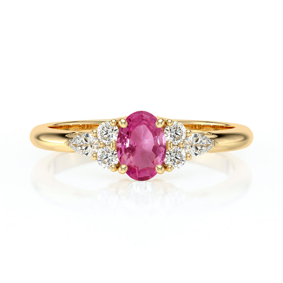 Solitaire accompagné saphir rose diamant Divine Idylle - 5