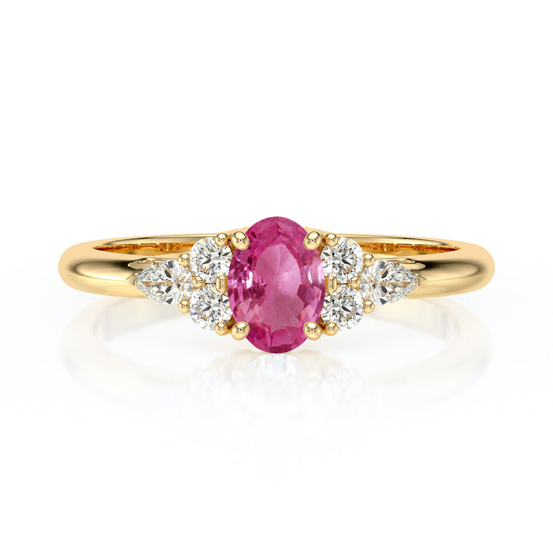 Solitaire accompagné saphir rose diamant Divine Idylle - 5