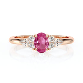 Solitaire accompagné saphir rose diamant Divine Idylle - 5