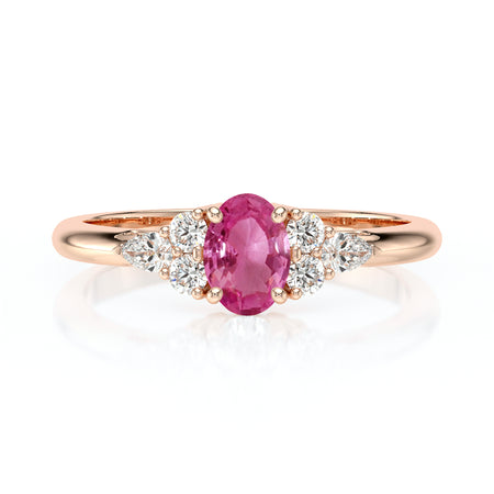 Solitaire accompagné saphir rose diamant Divine Idylle - 5