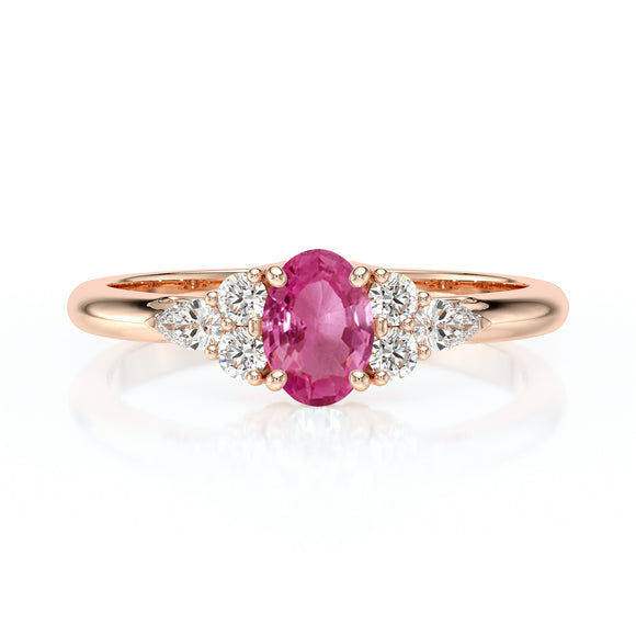 Solitaire accompagné saphir rose diamant Divine Idylle - 5