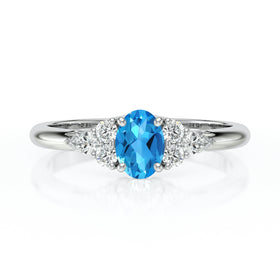 Solitaire accompagné topaze diamant Divine Idylle - 5