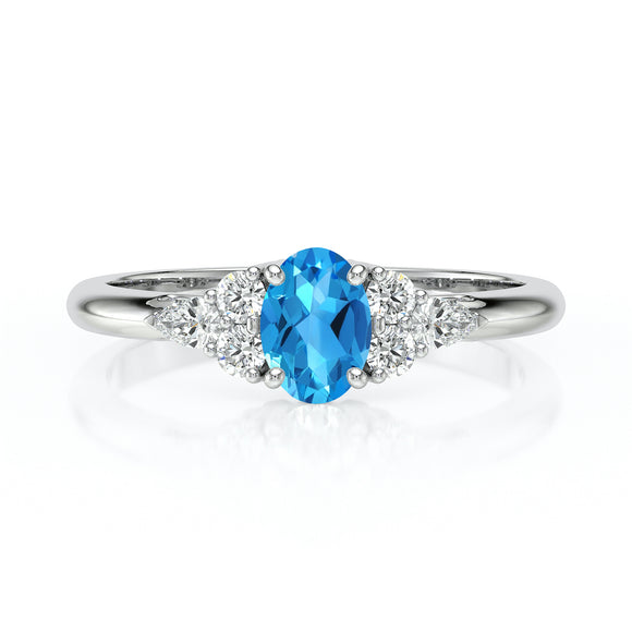 Solitaire accompagné topaze diamant Divine Idylle - 5