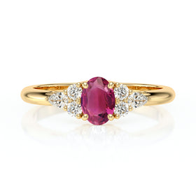 Solitaire accompagné tourmaline diamant Divine Idylle - 5