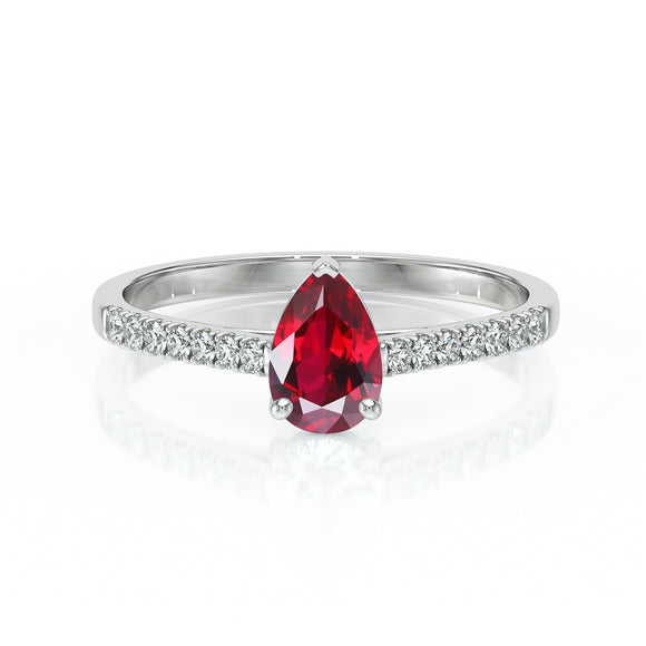 Solitaire accompagné rubis et diamant Divine Idylle - 2