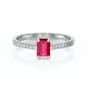 Solitaire accompagné rubis et diamant Divine Idylle - 3