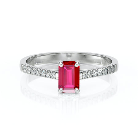 Solitaire accompagné rubis et diamant Divine Idylle - 3