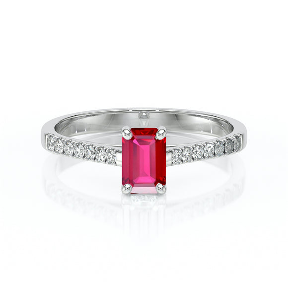 Solitaire accompagné rubis et diamant Divine Idylle - 3