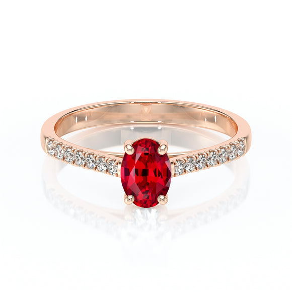 Solitaire accompagné rubis et diamant Divine Idylle - 4