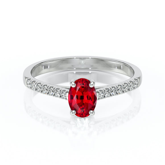Solitaire accompagné rubis et diamant Divine Idylle - 4