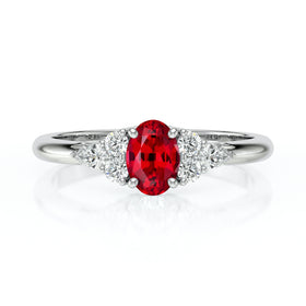 Solitaire accompagné rubis diamant Divine Idylle - 5
