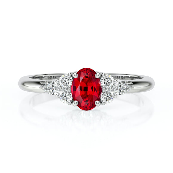 Solitaire accompagné rubis diamant Divine Idylle - 5