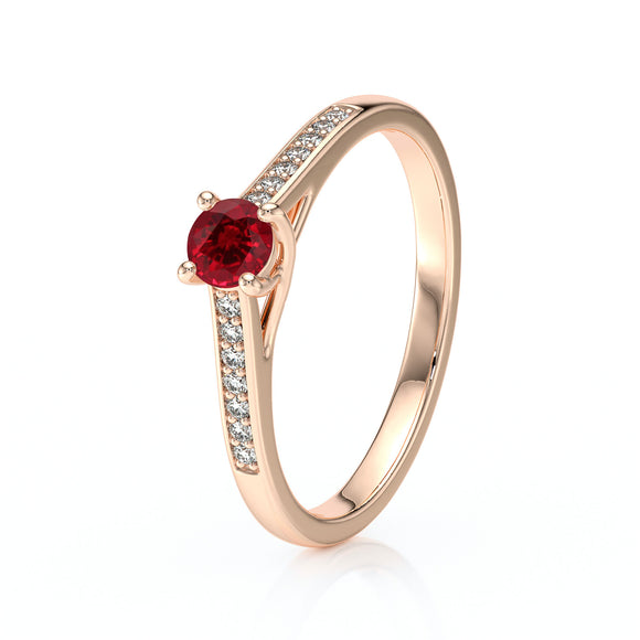 Solitaire accompagné rubis et diamant Pluie d’étoiles - 4