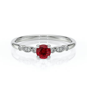 Solitaire accompagné rubis et diamant Pluie d’étoiles - 9
