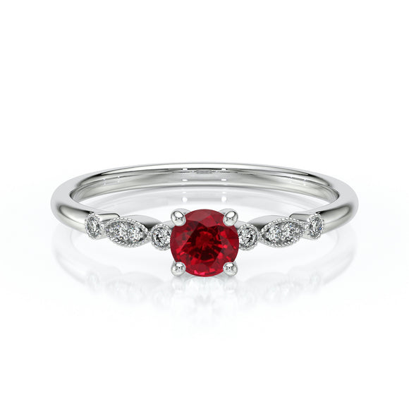 Solitaire accompagné rubis et diamant Pluie d’étoiles - 9