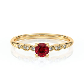 Solitaire accompagné rubis et diamant Pluie d’étoiles - 9