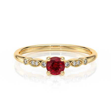 Solitaire accompagné rubis et diamant Pluie d’étoiles - 9