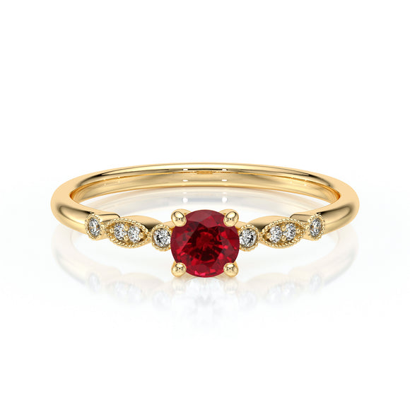 Solitaire accompagné rubis et diamant Pluie d’étoiles - 9