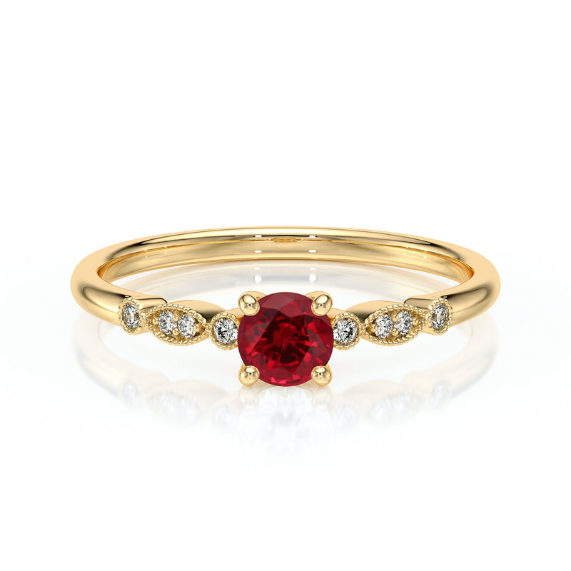 Solitaire accompagné rubis et diamant Pluie d’étoiles - 9