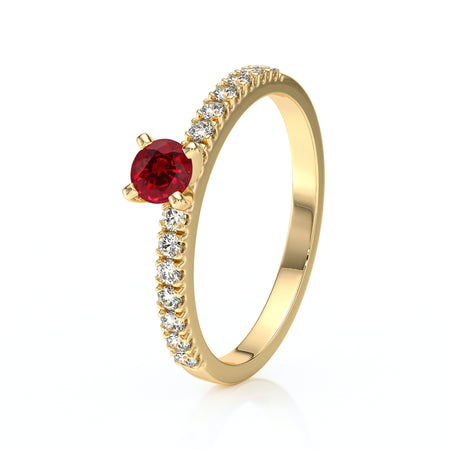 Solitaire accompagné rubis et diamant Divine Idylle - 1