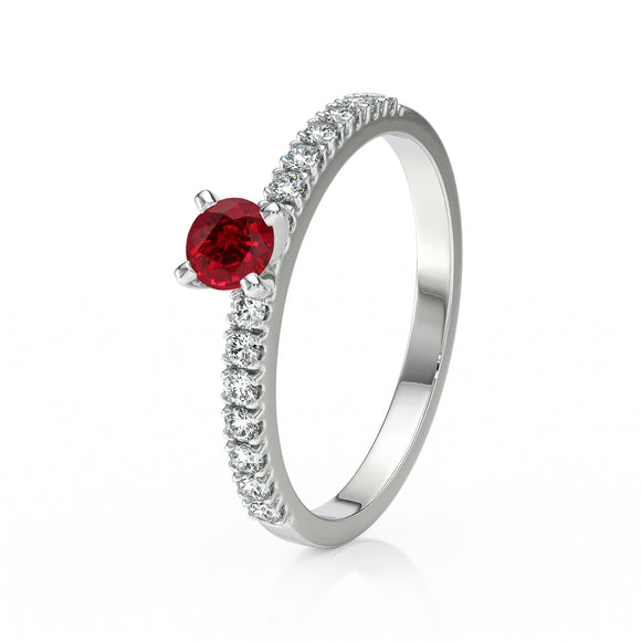 Solitaire accompagné rubis et diamant Divine Idylle - 1