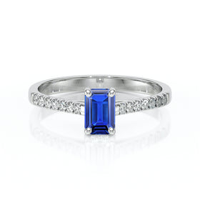 Solitaire accompagné saphir et diamant Divine Idylle - 3