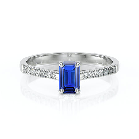 Solitaire accompagné saphir et diamant Divine Idylle - 3