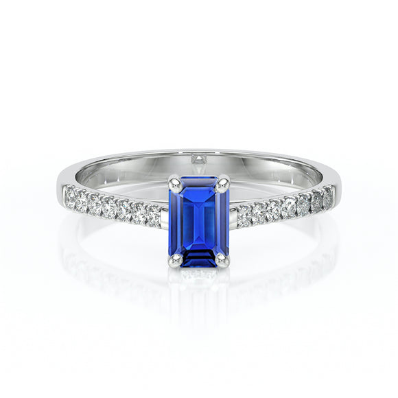 Solitaire accompagné saphir et diamant Divine Idylle - 3