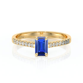 Solitaire accompagné saphir et diamant Divine Idylle - 3