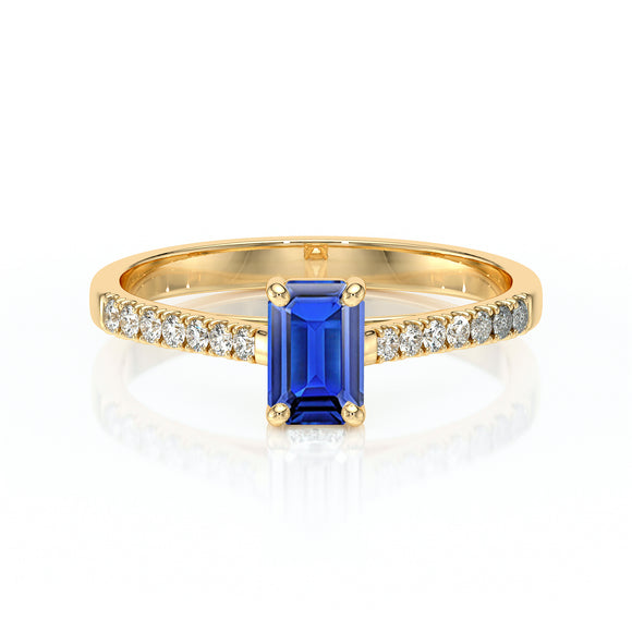 Solitaire accompagné saphir et diamant Divine Idylle - 3