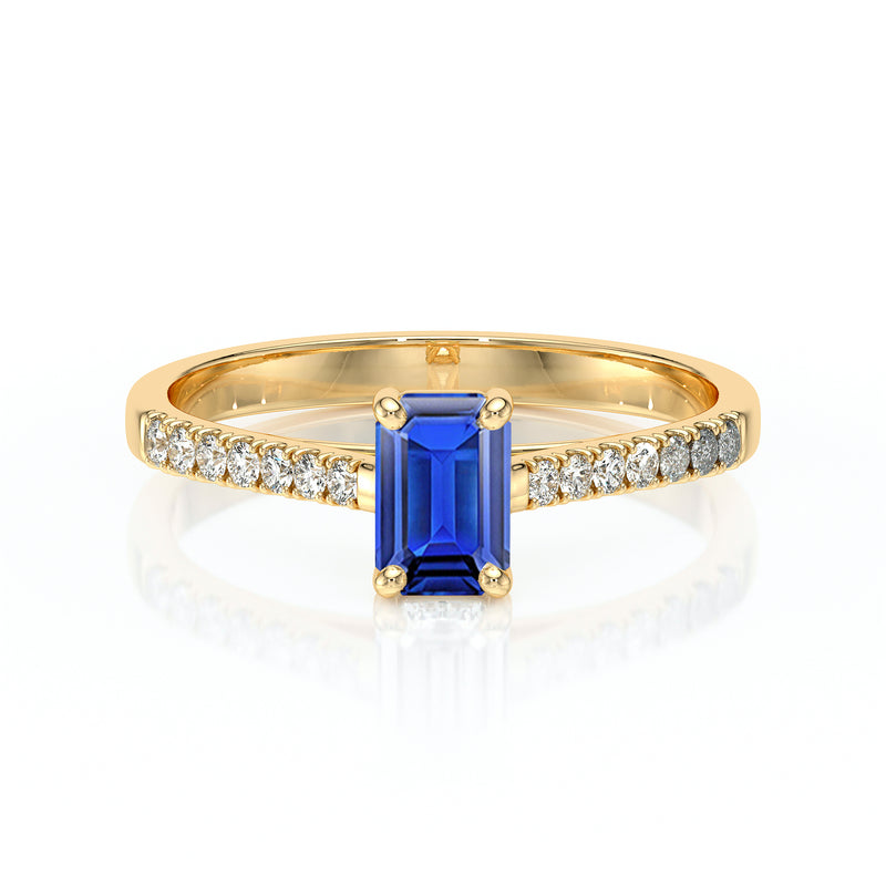 Solitaire accompagné saphir et diamant Divine Idylle - 3