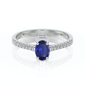 Solitaire accompagné saphir et diamant Divine Idylle - 4